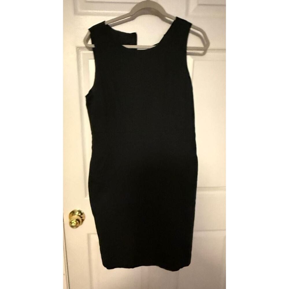 Banana Republic Black Stretch Cotton Blend Sleeveless Sheath Dress Size 14 LBD